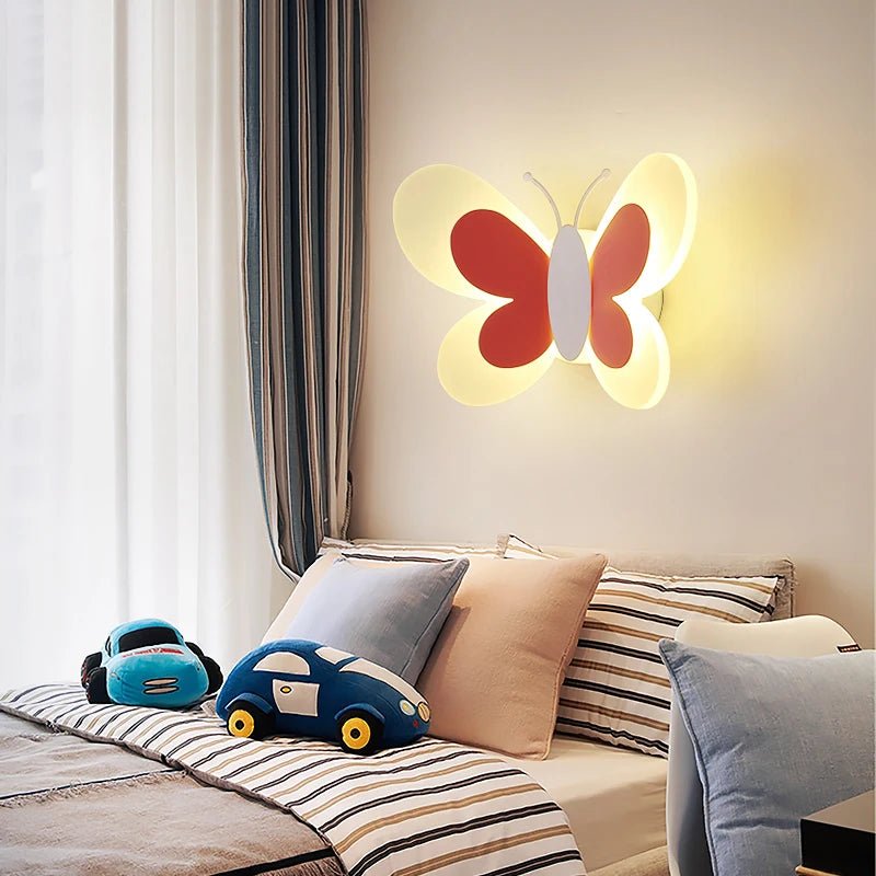 applique murale créative papillon dessin animé lumière led enfants