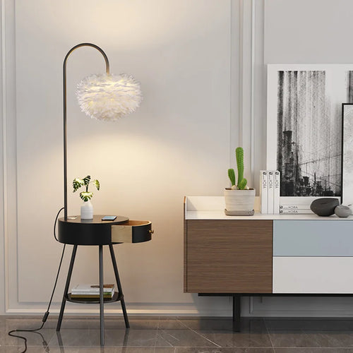 lampadaire nordique en plumes pour décoration intérieure élégante - vue 3 sur 10