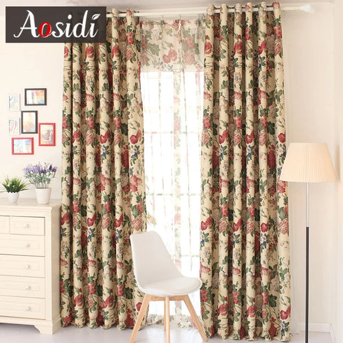 Rideau occultant floral style européen pour chambre salon