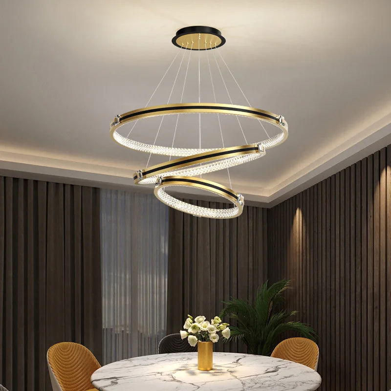 lustre en cristal moderne pour hall et restaurant luxe - vue 7 sur 17