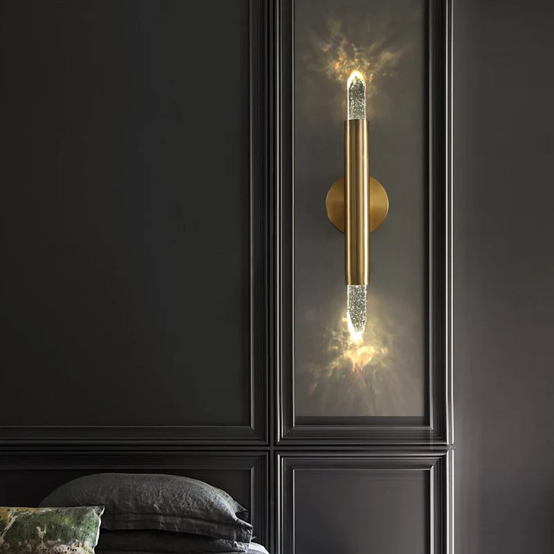 Applique murale nordique en cristal chambre salon TV fond mur bulle cristal cuivre luxe allée