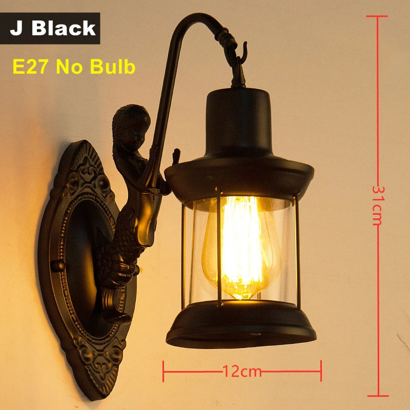 applique murale led rustique en fer vintage pour intérieur et extérieur - vue 19 sur 23