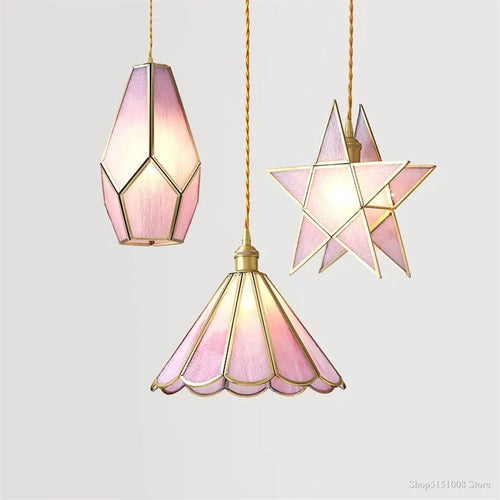 lampe de chevet moderne en verre avec décor floral suspendu