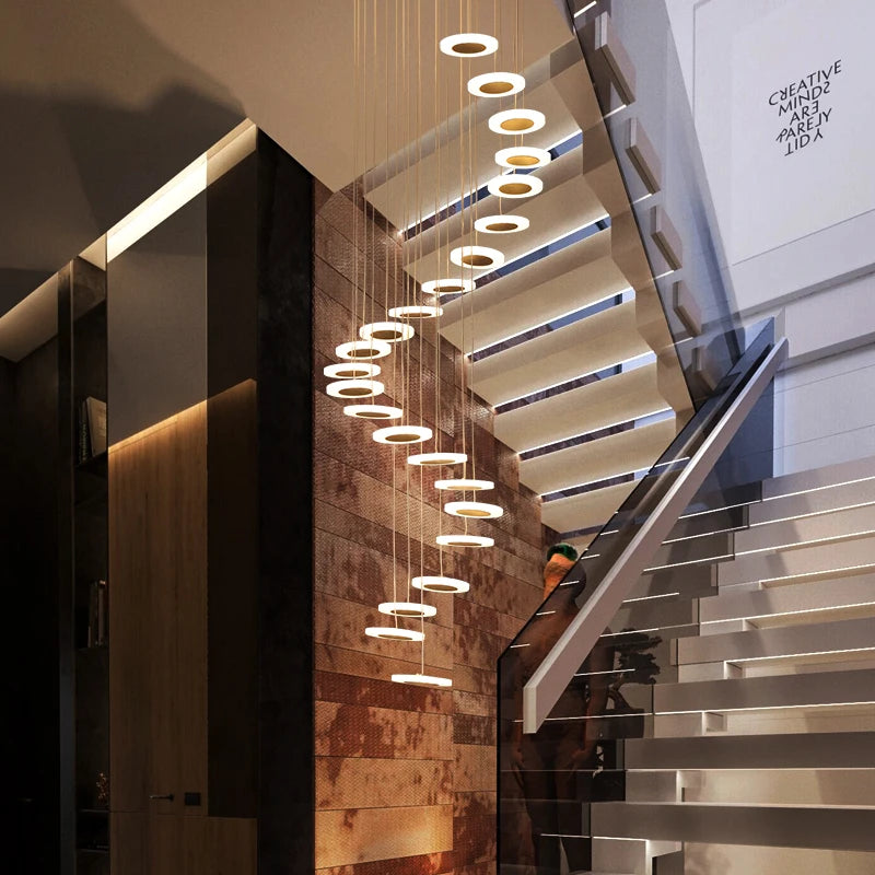 lustre en acrylique pour escalier et espace décoratif - vue 5 sur 9