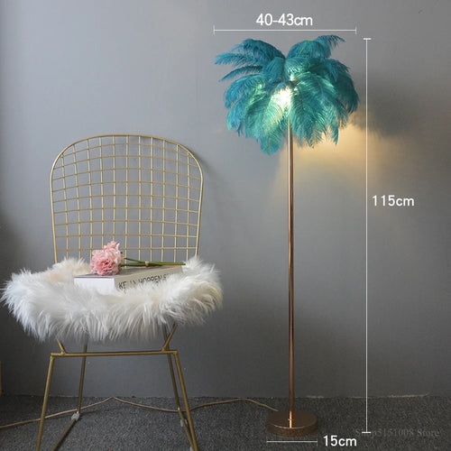 lampadaire nordique en plumes d'autruche avec éclairage led - vue 10 sur 12