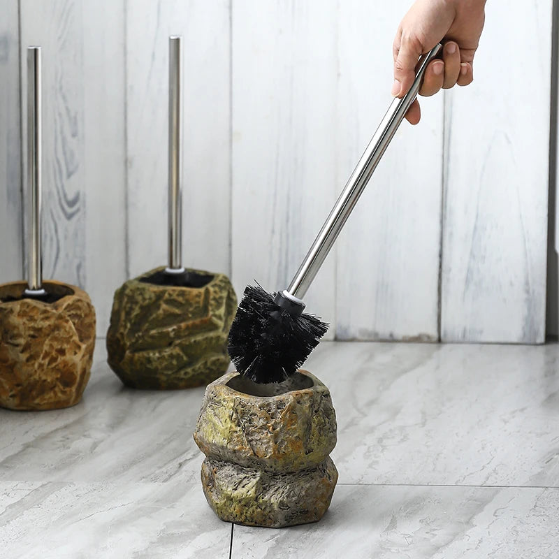 ensemble créatif de support de brosse de toilette en céramique rétro - vue 5 sur 8
