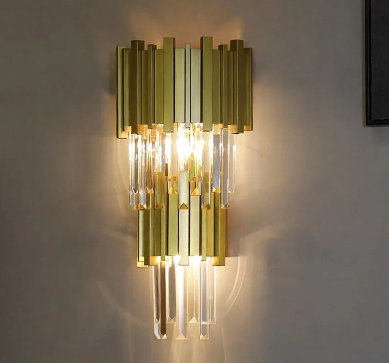 applique murale led en cristal doré design moderne pour décoration intérieure