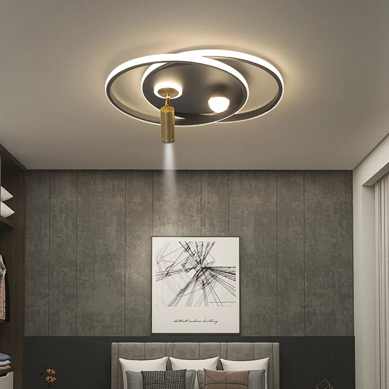 Lustre Led moderne lumières pour salon chambre étude salle éclairage or noir lampes luminaires Dimmable avec lustre de projecteur