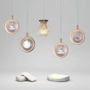 suspension LED en cristal doré au design nordique moderne