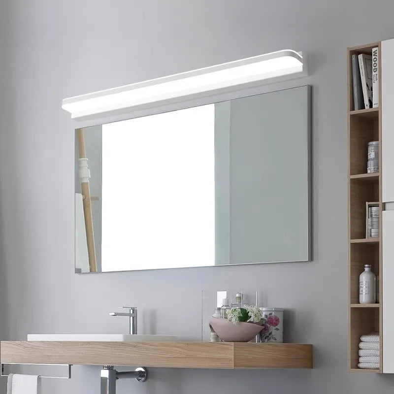 Led miroir lumière moderne salle de bain lampe appliques 42/62/72/120cm acier inoxydable AC85-265V noir blanc appliques LED apliques