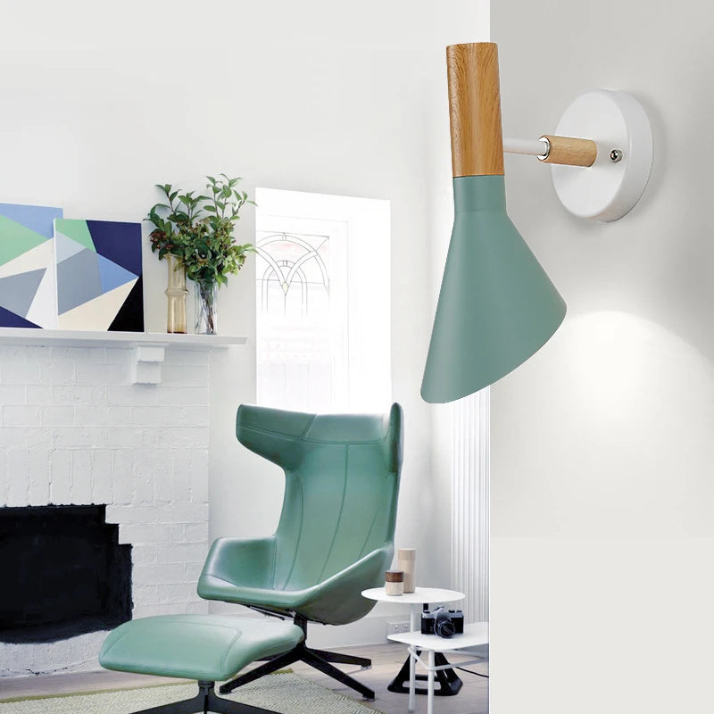 applique murale moderne en bois et fer design nordique - vue 4 sur 6