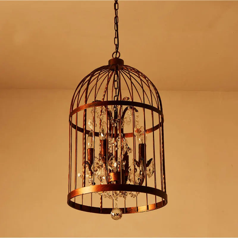 lustre cage oiseau en cristal vintage pour bar restaurant - vue 5 sur 7