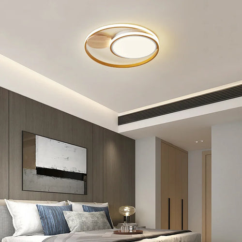 plafonniers led modernes style japonais en bois acrylique - vue 5 sur 8