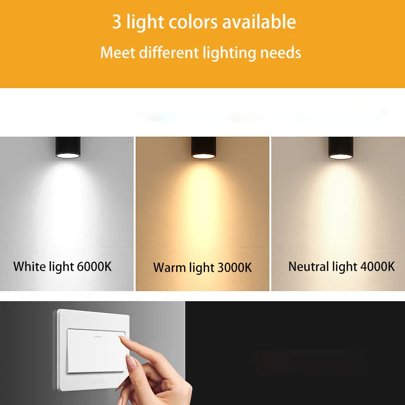spot led 	monté en surface étanche avec tige de suspension