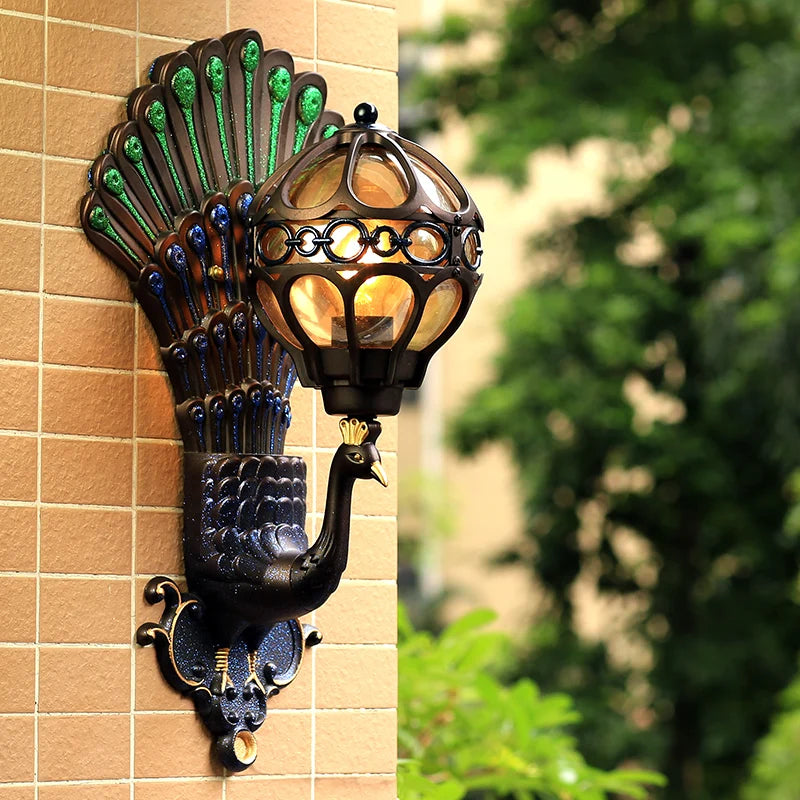 applique murale Style européen rétro paon Led hôtel Art balcon Villa porte lumière adapté à l'éclairage intérieur/extérieur - vue 4 sur 11