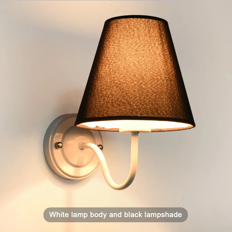 applique murale rétro américaine en tissu avec abat-jour européen led - vue 12 sur 14