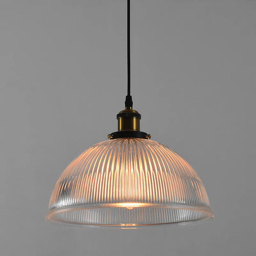 Suspension demi boule en laiton et verre transparent