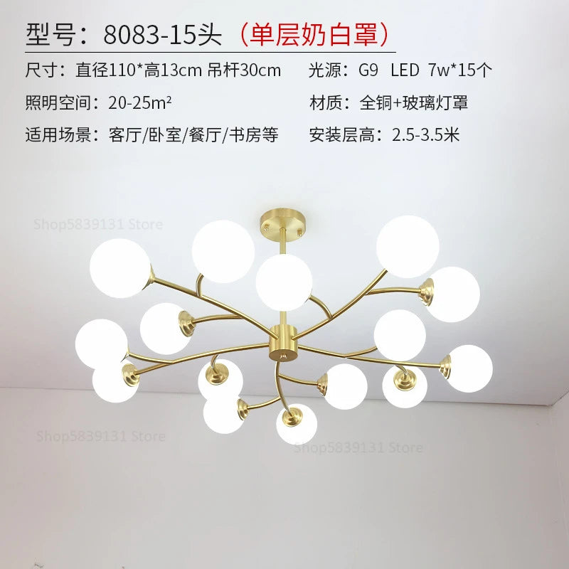 lustre led moderne nouvelle lampe suspension moléculaire nordique - vue 11 sur 14