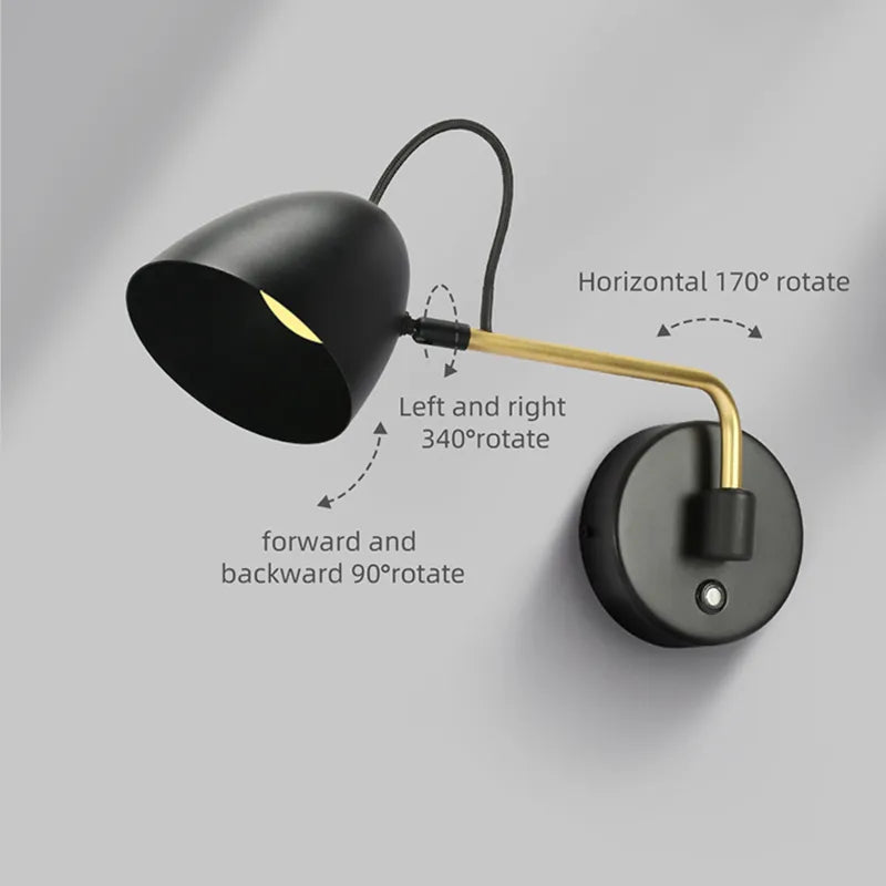 applique murale LED à bras oscillant à intensité variable avec interrupteur tactile Aisilan