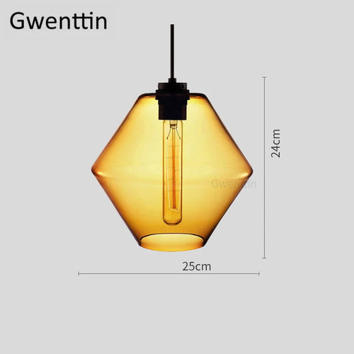 suspension moderne en verre teinté pour décoration intérieure - vue 13 sur 30
