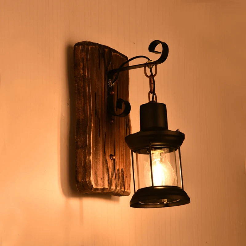 applique murale industrielle nostalgique en bois pour bar café - vue 4 sur 8