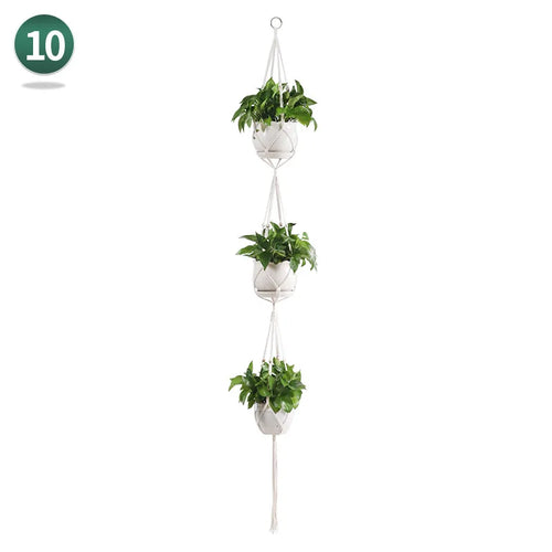 panier suspendu en macramé pour plantes artisanales décoration intérieure - vue 12 sur 18