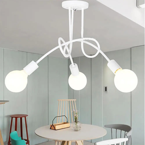 lustre vintage en fer avec 3/5 prises éclairage nordique moderne - vue 4 sur 16