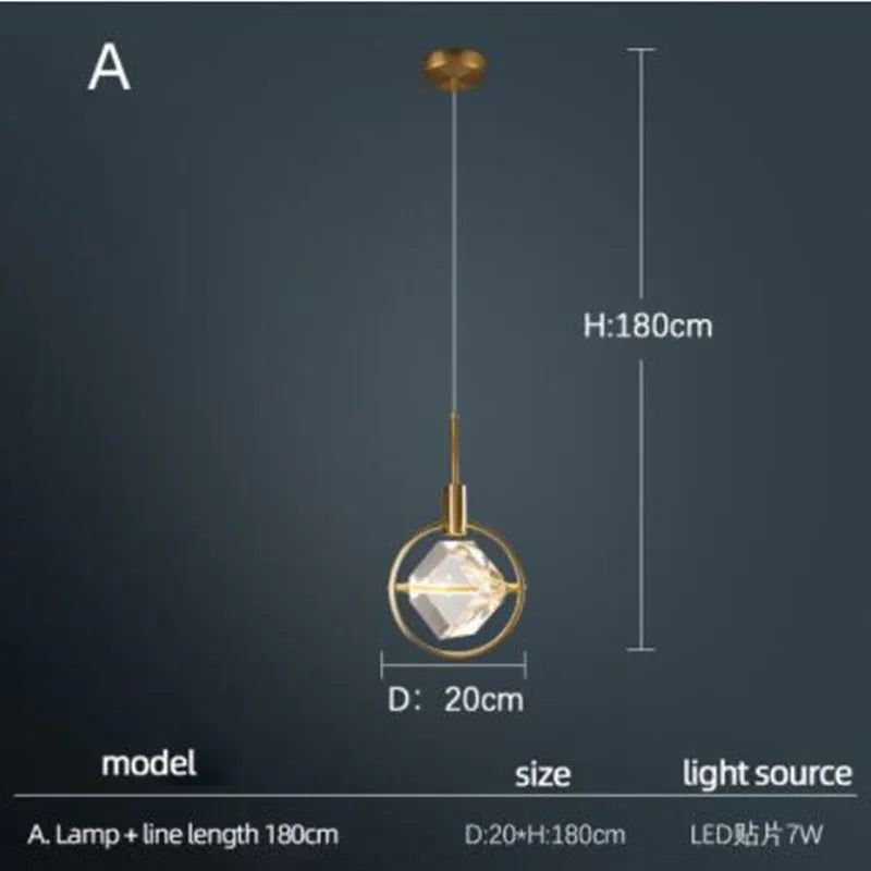 lampe nordique créative en cristal pour restaurant et bar - vue 10 sur 14