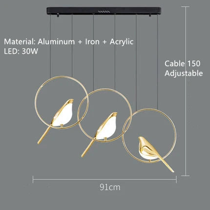 suspension LED oiseau fantaisie plaquée or design moderne ajustable - vue 17 sur 18