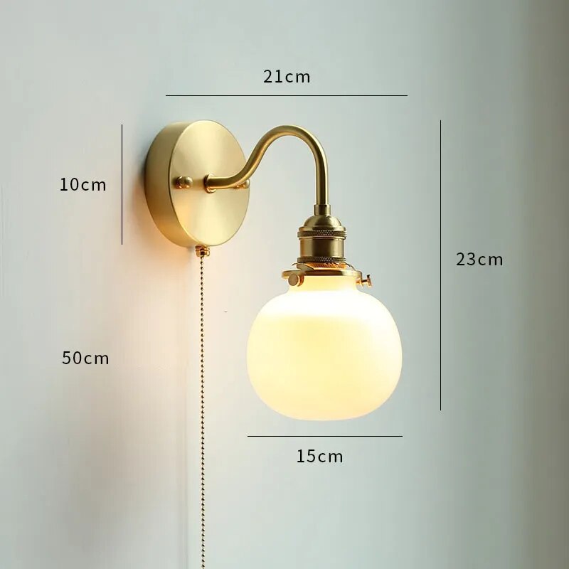 applique led moderne verre chaîne interrupteur nordique cuivre lumière - vue 12 sur 23