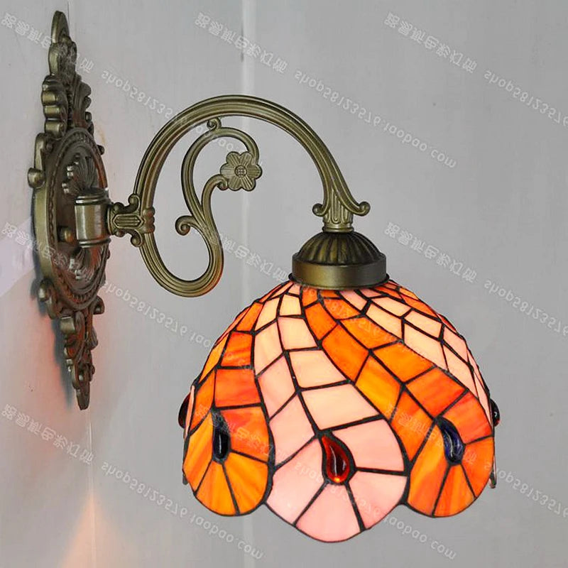 applique murale baroque américaine style tiffany pour éclairage décoratif - vue 10 sur 15