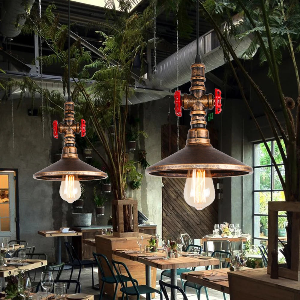suspension vintage industriel loft tuyau d'eau luminaire bar restaurant - vue 5 sur 10