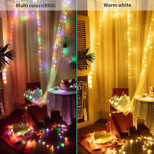 guirlande lumineuse led en cuivre avec télécommande et modes d'éclairage - vue 4 sur 11