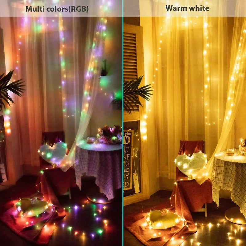 guirlande lumineuse led en cuivre avec télécommande et modes d'éclairage - vue 4 sur 11