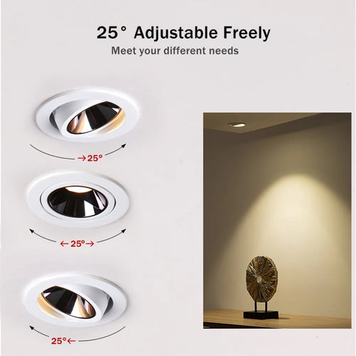 plafonnier encastré moderne en aluminium anti-éblouissement réglable pour intérieur