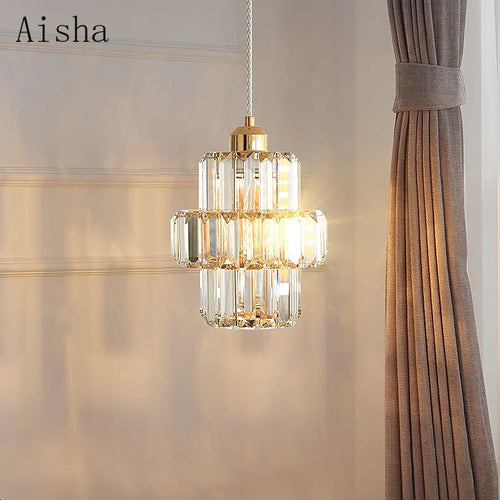 suspension en cristal doré style loft design moderne luxe