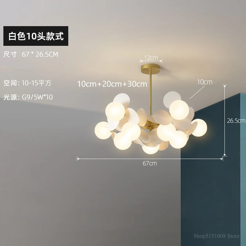 suspension à led design nordique avec fleurs décoratives en acrylique - vue 22 sur 24