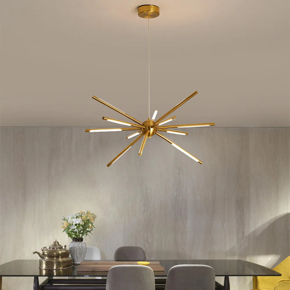 lustre vintage design spoutnik à branches en fer - vue 5 sur 13