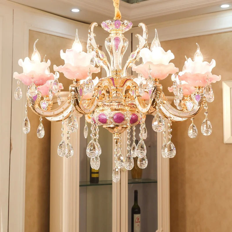 Lustre en cristal en alliage de zinc moderne salon décoration lustre éclairage restaurant européen chambre bougie lampes en cristal