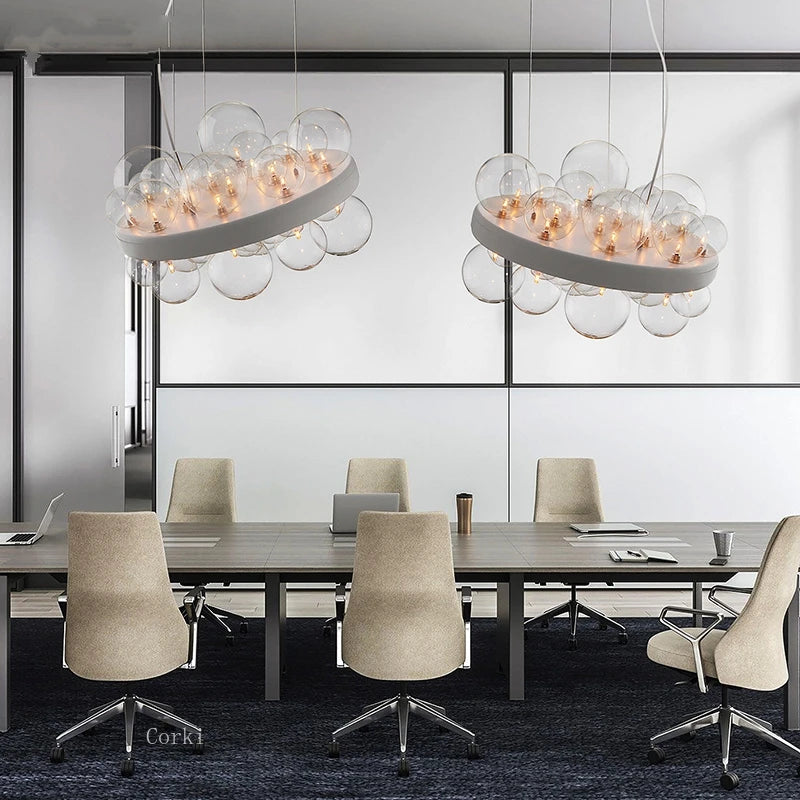 lustre en verre transparent design moderne pour décoration intérieure - vue 3 sur 8