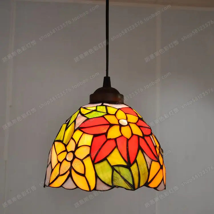 lustre en vitrail style tiffany pour éclairage décoratif antique - vue 9 sur 19