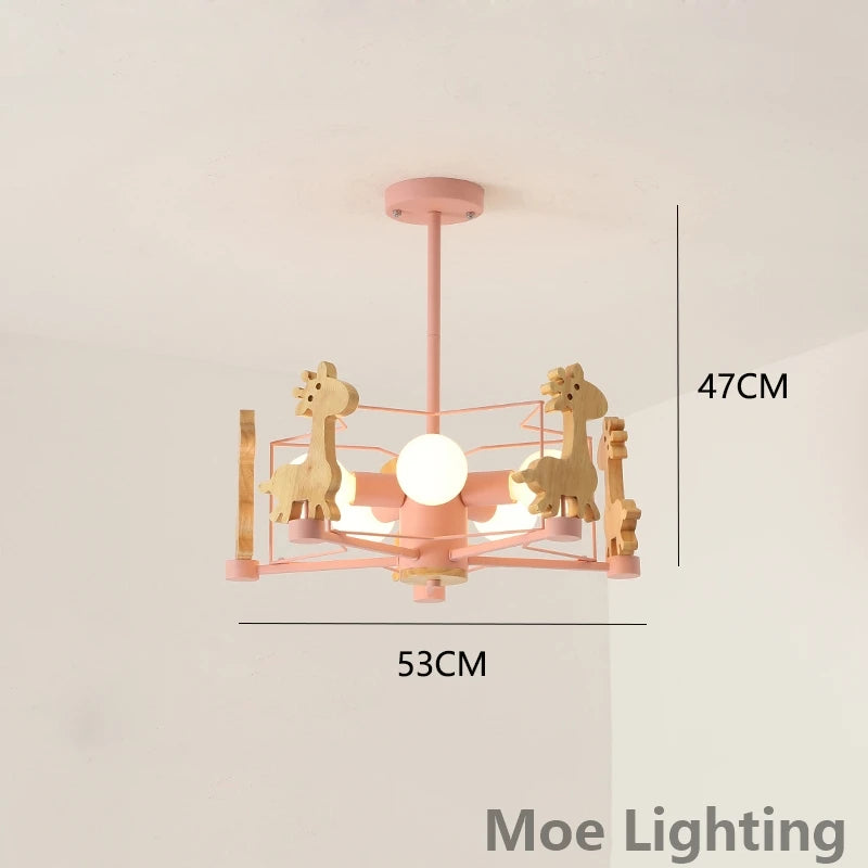suspension girafe en bois à led pour enfants - vue 8 sur 12