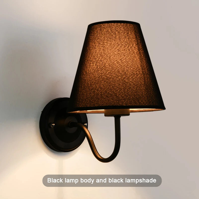 applique murale rétro américaine en tissu avec abat-jour européen led - vue 13 sur 14