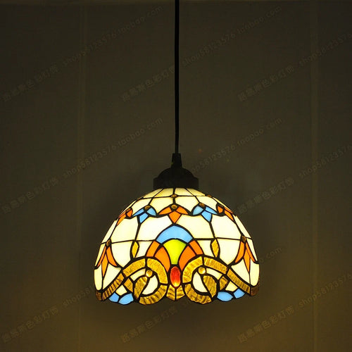 lustre en vitrail style tiffany pour éclairage décoratif antique - vue 4 sur 19