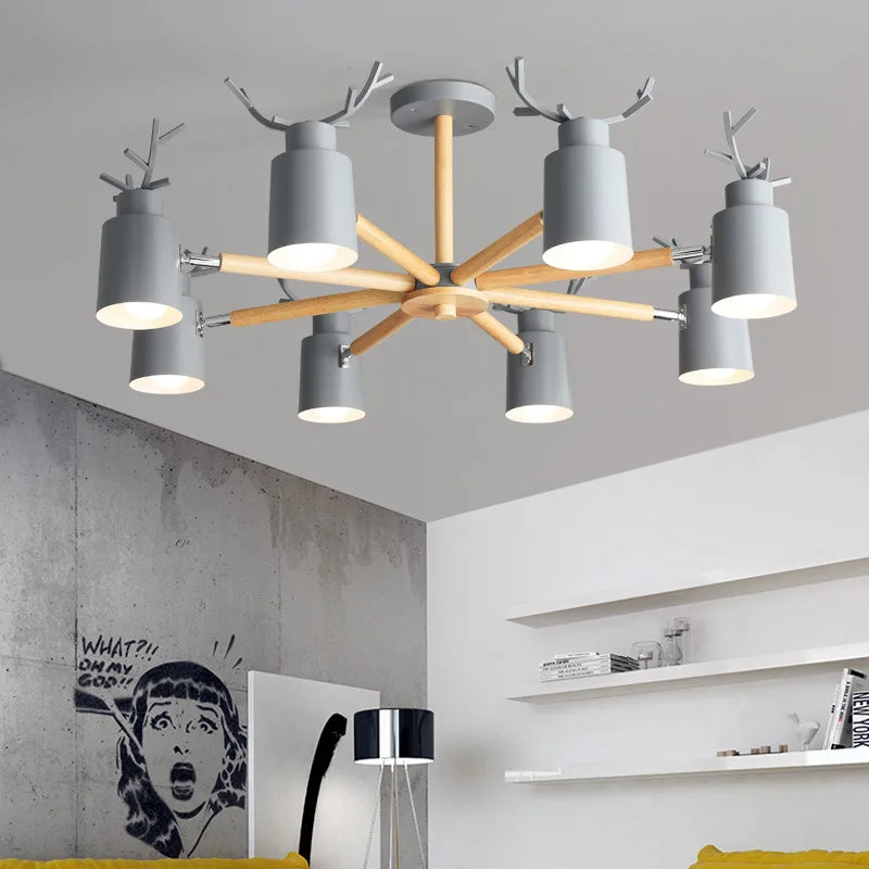 plafonnier en bois nordique design simple et créatif - vue 3 sur 16