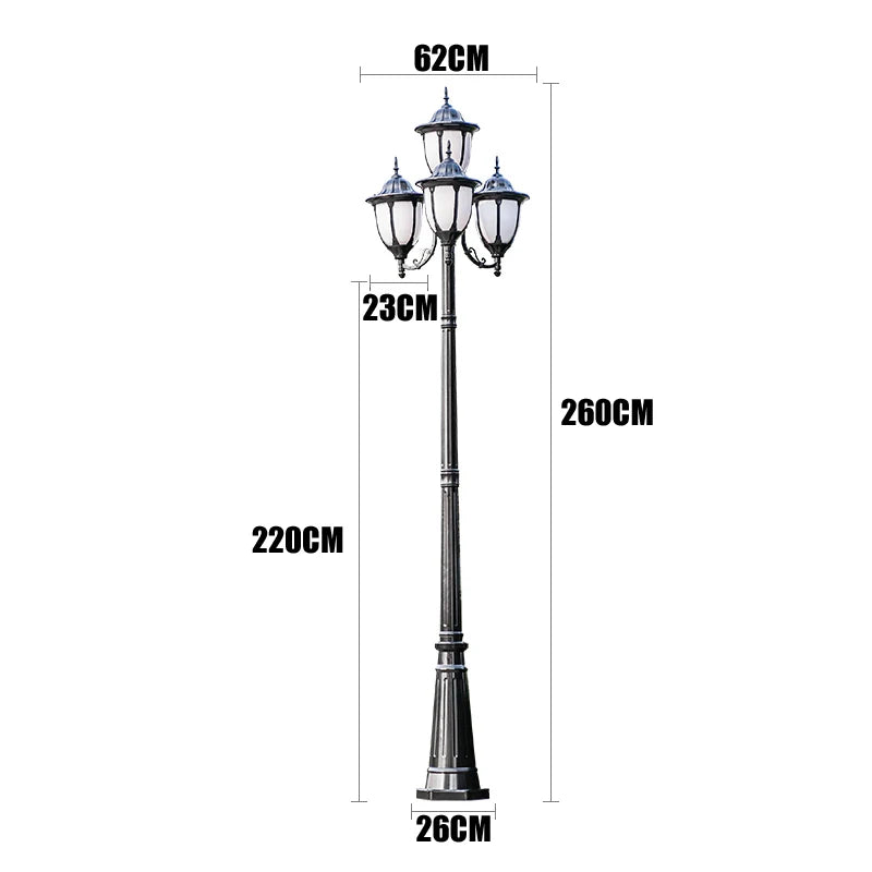 lampe de jardin européenne à quatre têtes étanche pour extérieur
