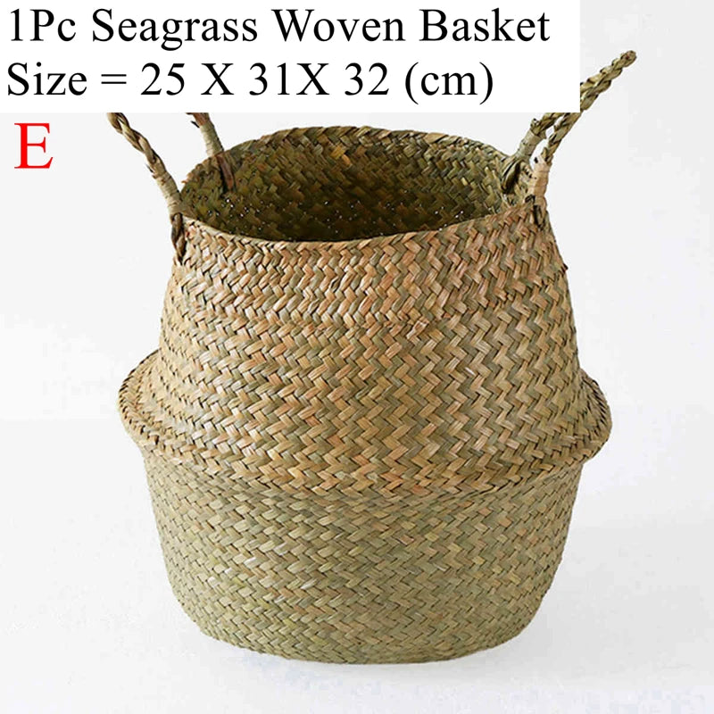panier en osier d'algues rotin pour rangement et pique-nique - vue 9 sur 13