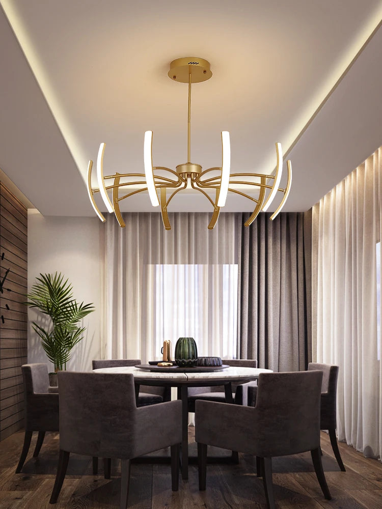 lustre nordique de luxe led design créatif atmosphérique villa - vue 4 sur 10