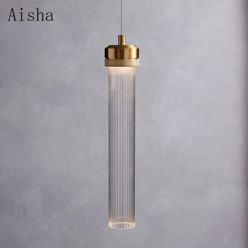 suspension en verre rayé design nordique créatif pour éclairage moderne - vue 2 sur 9