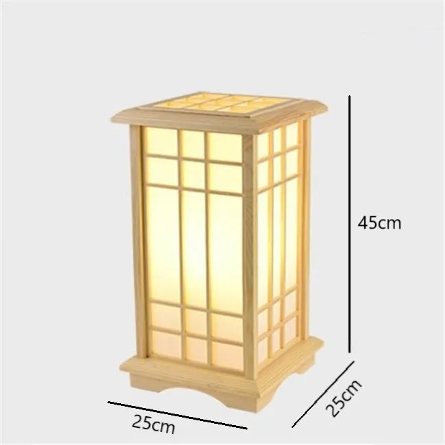 lampadaire carré en chêne massif style tatami japonais led - vue 8 sur 8